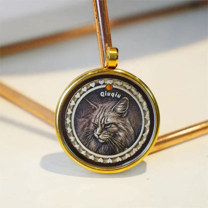 Custom Engraved Pet Coin Pendant — Personalized Pet Portrait Necklace