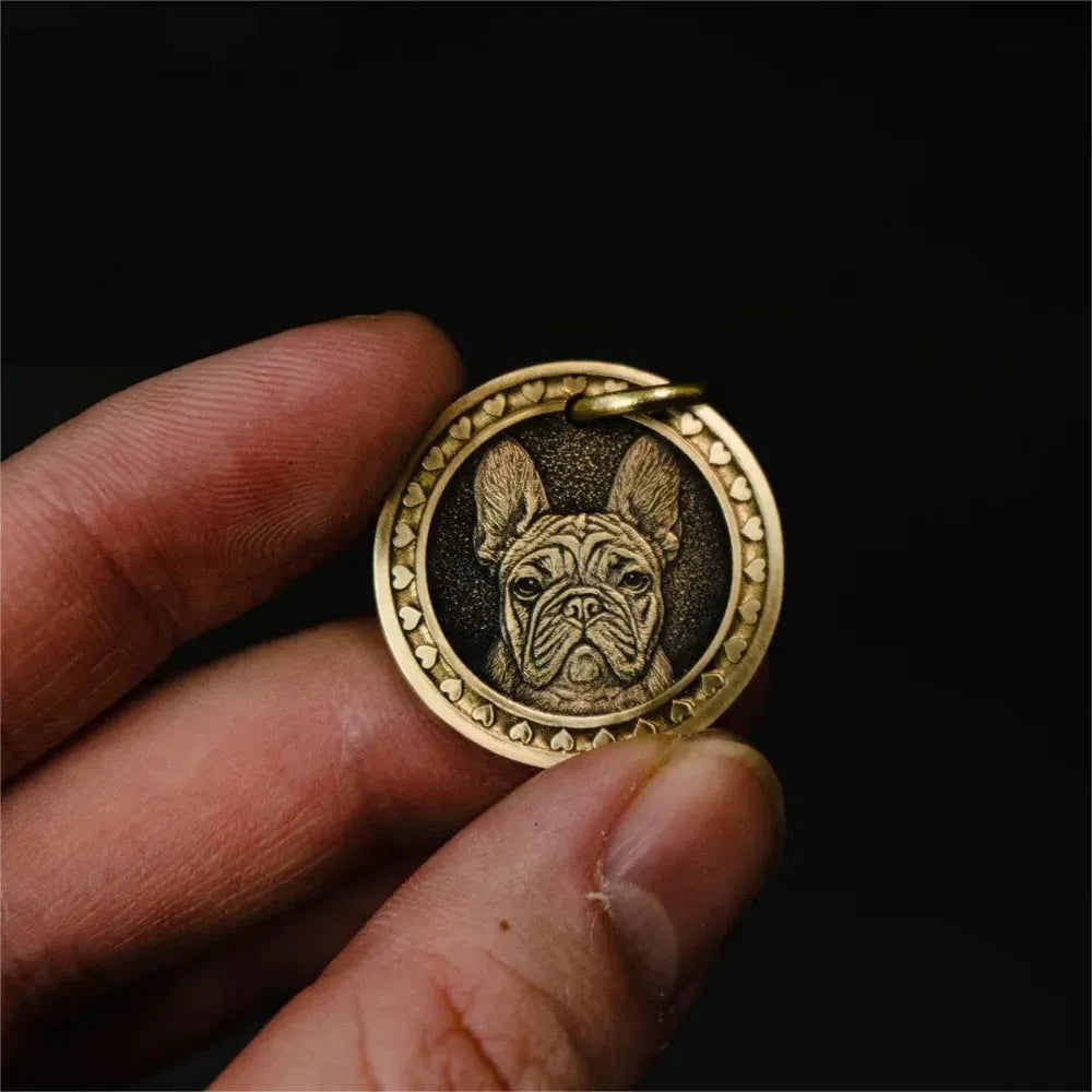 Custom Engraved Pet Coin Pendant — Personalized Pet Portrait Necklace