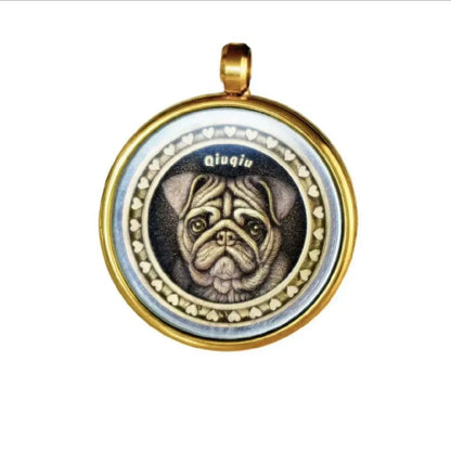 Custom Engraved Pet Coin Pendant — Personalized Pet Portrait Necklace