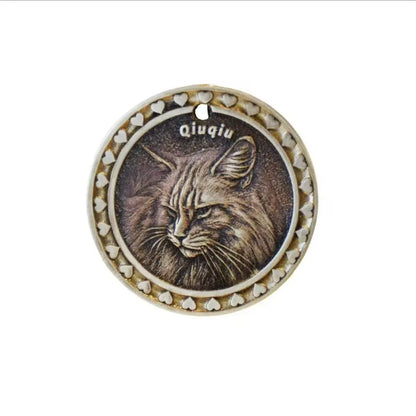 Custom Engraved Pet Coin Pendant — Personalized Pet Portrait Necklace